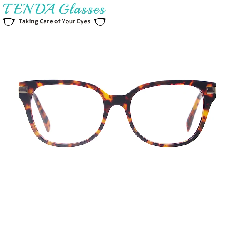 

Women Acetate Square Prescription Spectacle Frames Full Rim Fashion Glasses With Spring Hinge For Multifocal Myopia Lenses