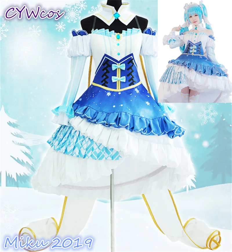 Customsized косплей Vocaloid Хацунэ Мику звезды и Снег Мику женский косплей-костюм платье аниме Хэллоуин вечерние костюмы