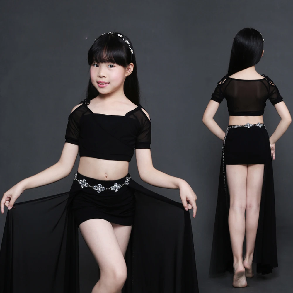 Детская одежда для танца живота топ с короткими рукавами + юбка детский