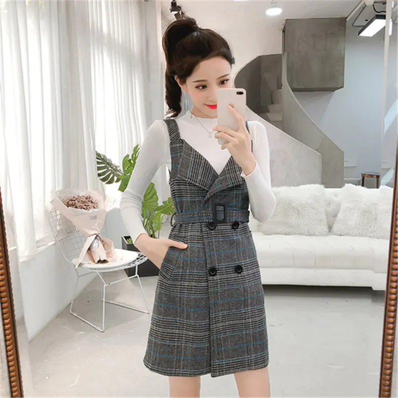 Осенне весеннее платье для женщин S! Модное с О образным вырезом и Длинные рукава