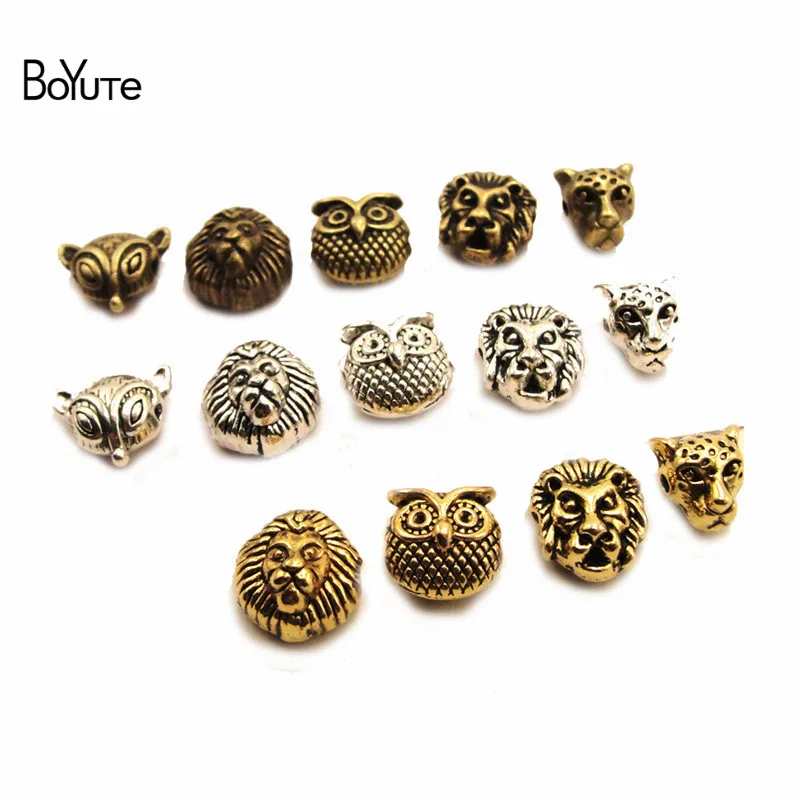 BoYuTe (100 Pieces/Lot) Metal Alloy Animal Fox Lion Owl Leopard Head Beads for Bracelet Jewelry Making | Украшения и аксессуары