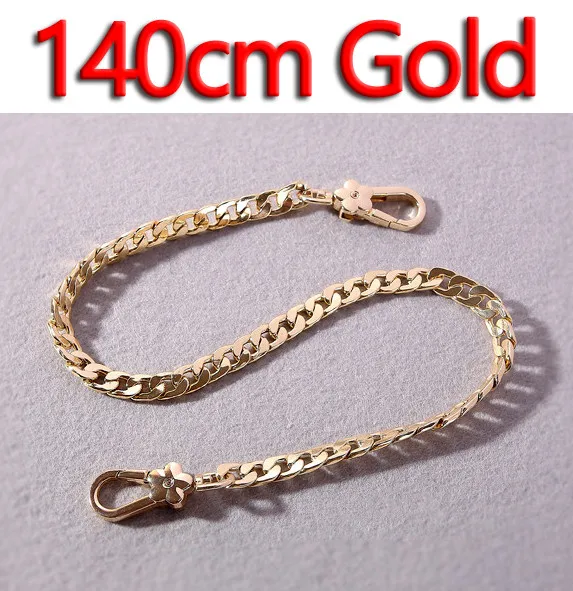 140cm Gold DIY металлическая сменная цепь, наплечная сумка, ремни 9 мм, золото, серебро, черный пистолет, матовая бронза, сумочка, кошелек, ручка, высокое качество - Цвет: 140cm Gold