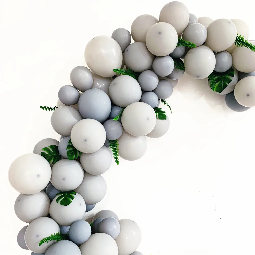 128pcs/set Matte Balloons Pack of Dark Gray and Gray Balloons Wedding Baby Shower Balloon Arch Wall Backdrop Decoration