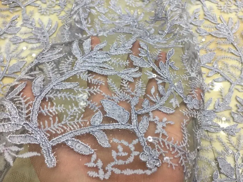 

2017 African sequins tulle lace Hot new for guipure african sequence cut lace fabric for Nigerian wedding dresses TS5864