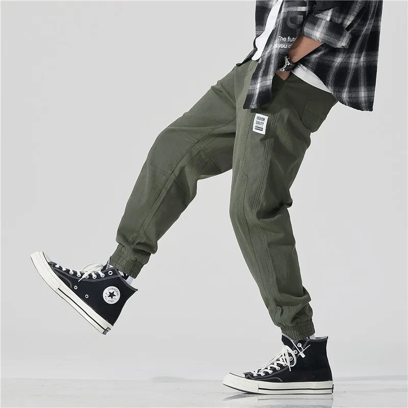 High-end quality trousers Men's jeans four seasons style of overalls Hip hop loose Nine pants Leisure time | Мужская одежда