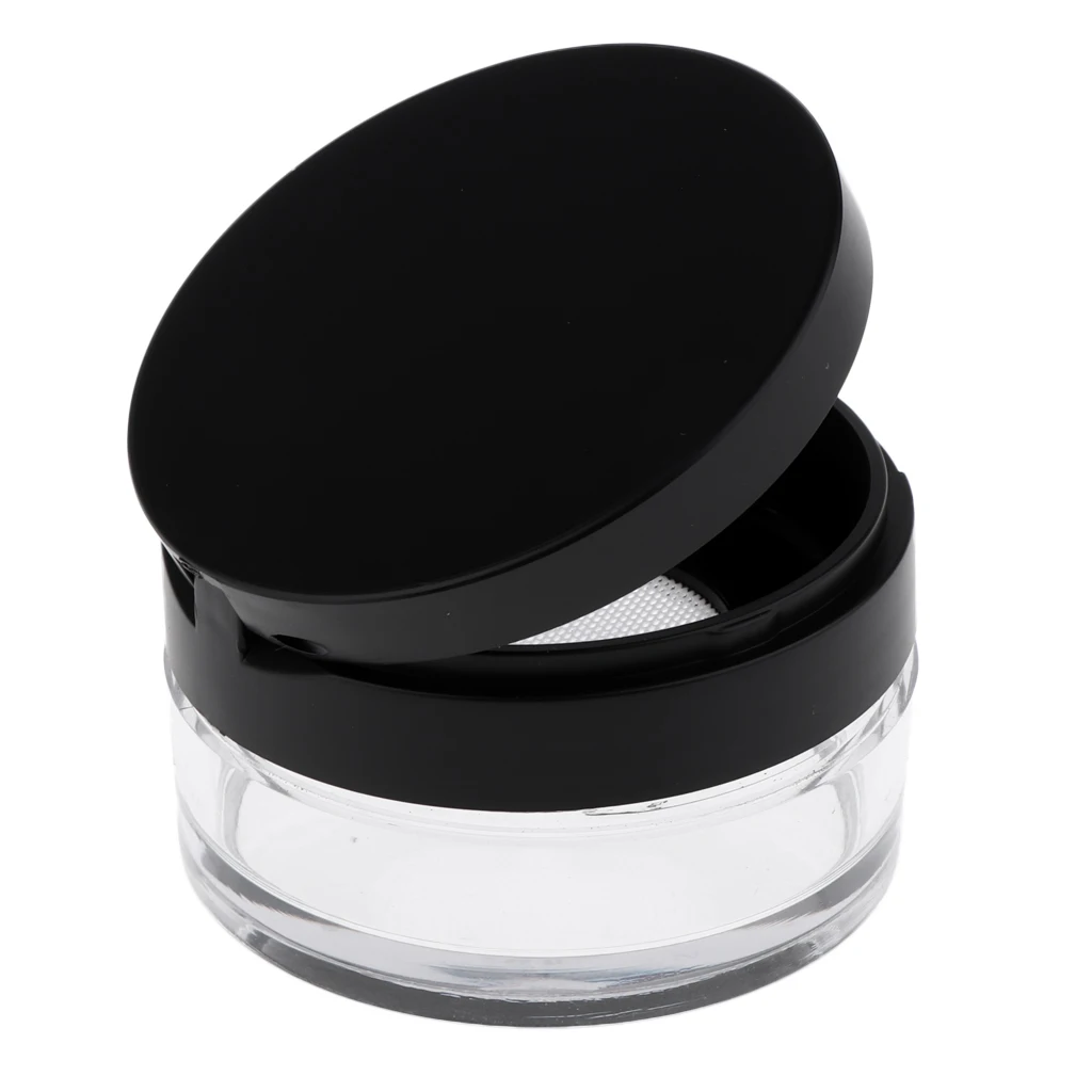 

2Pcs Travel Size 10g Plastic Empty Powder Case Blusher Makeup Cosmetic Storage Container with Mirror and Sifter, Black/Pink