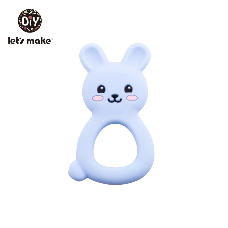 blue Let's make Silicone Teethers Food Grade DIY 5 pcs Baby Shower Gift Birth Cartoon Rabbit Teether For Teeth Baby Product Teething - Цвет: blue