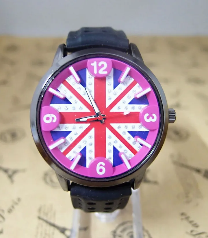 Высококачественные силиконовые часы с флагом Великобритании для женщин и мужчин
