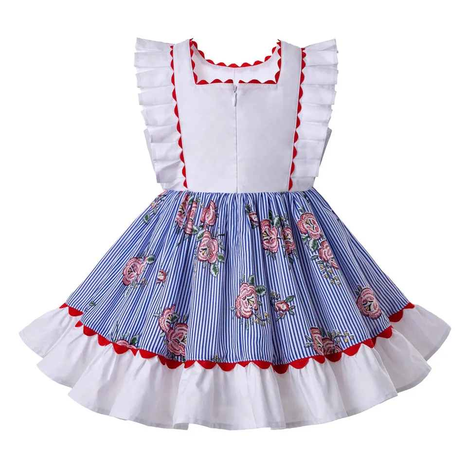 Pettigirl/Новинка; платье в полоску с принтом розы; Эксклюзивная Одежда для девочек 3-12 лет; одежда для детей; G-DMGD203-66
