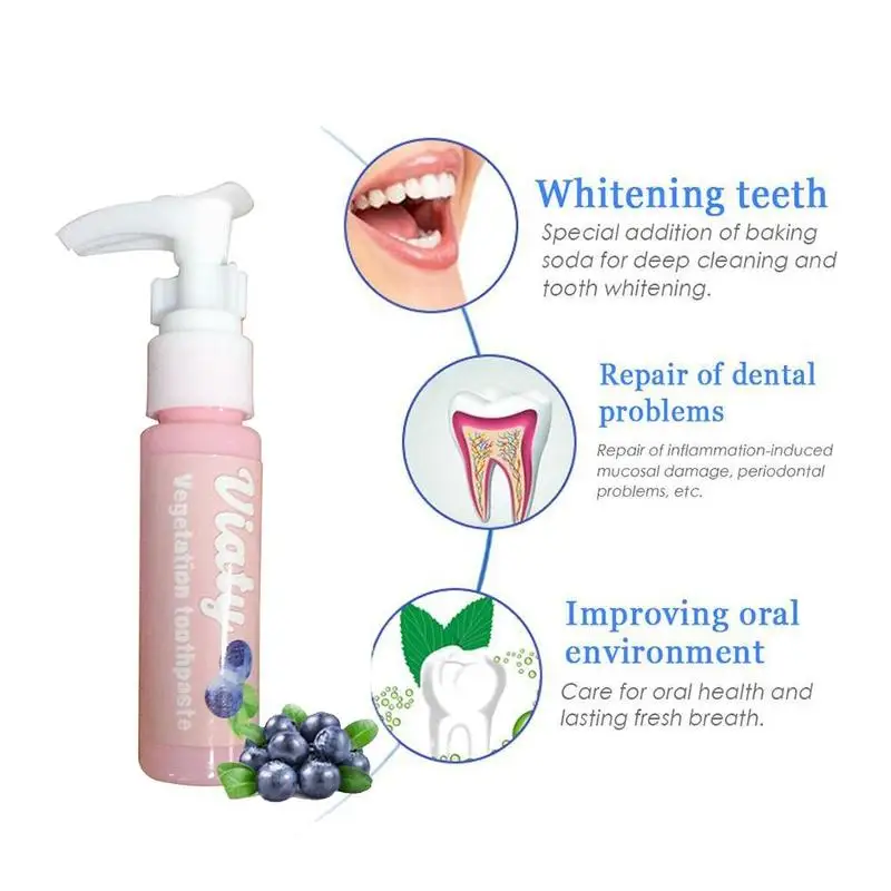 

New Teeth Whitening Baking Soda Toothpaste Intensive Stain Removal Whitening Viaty Toothpaste Probiotics Fruit Style Toothpaste