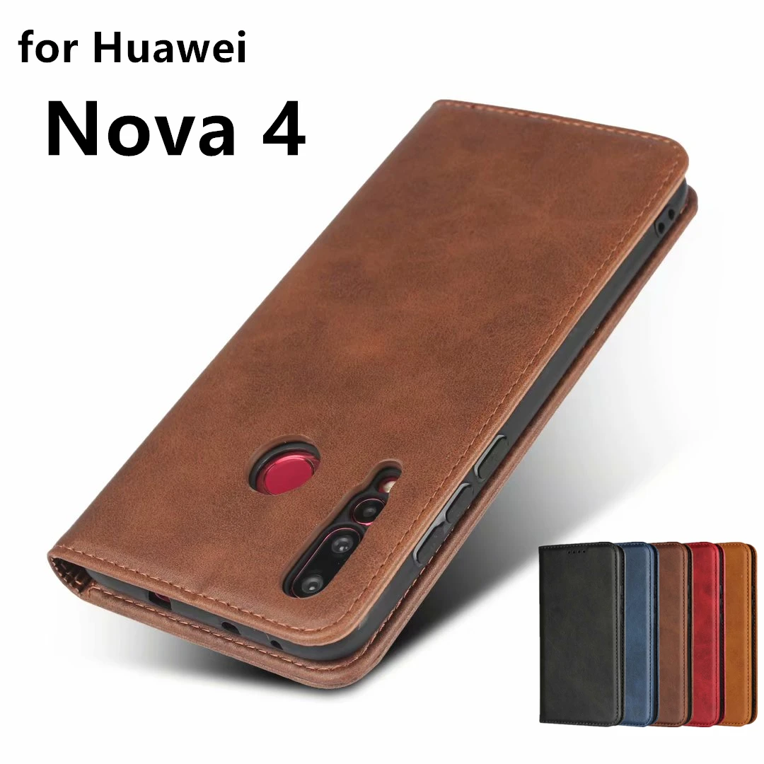 Кожаный чехол для Huawei Nova 4 Nova4 флип держатель карт кобура Магнитный