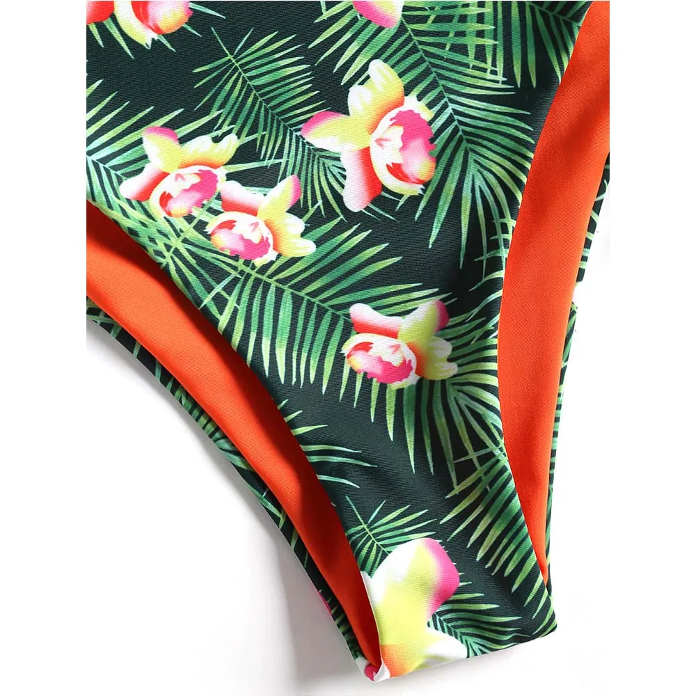 ZAFUL новинка Цветочный комплект бикини Мягкий Купальник для женщин высокая нога