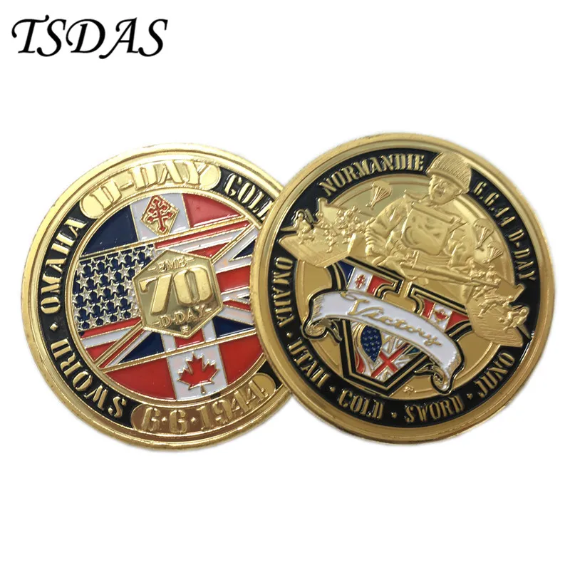 Золотые монеты высшего класса с вторжением в Нормандии на годовщину 70 летия