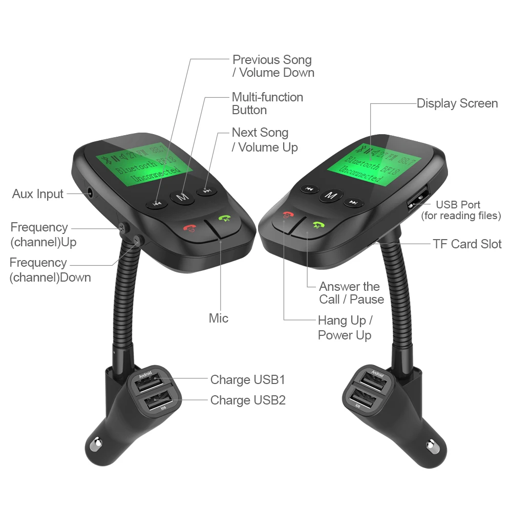 Nulaxy Bluetooth fm-передатчик Hands-Free FM модулятор беспроводной Автомобильный MP3-плеер