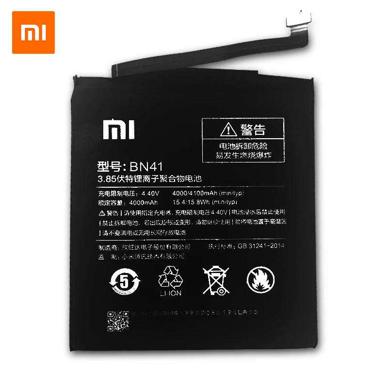 Xiao Mi Оригинальные аккумуляторы для мобильных телефонов BN41 Xiaomi Redmi Note 4 Hongmi Note4