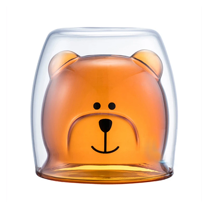 Bear Coffee Стеклянная чашка с двойными стенками в виде милой панды, 250 мл, стеклянная кружка с медведем, креативная стеклянная кружка с соком, термостойкая кружка, стеклянная кружка - Цвет: Bear Coffee