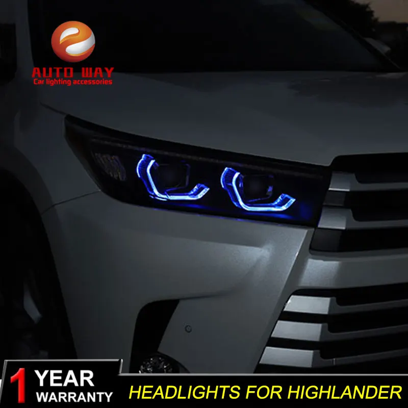 Набор для автостайлинга для фары Toyota highlander Kluger highlander все светодиодный светодиодные дневные ходовые огни на передних фарах динамический сигнал поворота