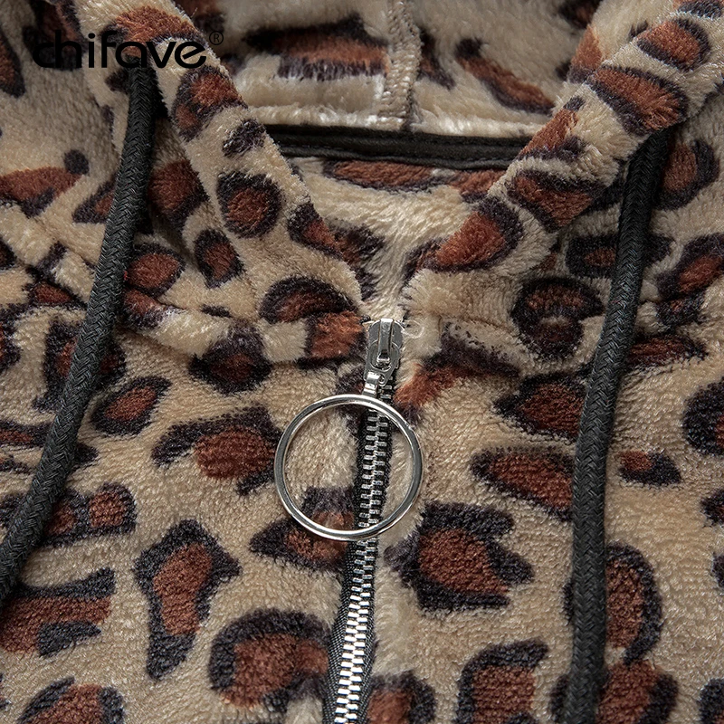 chifave 2018 Fashion Winter Woman's Sweatshirt Leopard Print Hoody Ladies Plus Sizes Casual Flannel Oversize hoodie Sweatshirts | Женская