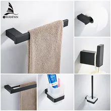 Matte black Stainless Steel 304 Towel Ring Robe Hook Toilet Brush Holder Towel Bar Bathroom Accessories Set Paper Holder 610000R