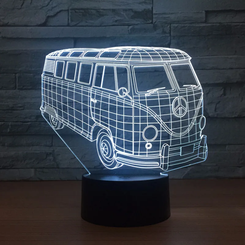 3D ночник для школьного автобуса BOCHSBC светильник лампа 7 цветов изменяемая