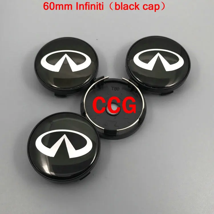 B 60 black cap 4 шт. 56 мм 60 мм Infiniti Логотип Центральный колпак на колесо автомобиля обод значок ремонт пылезащитные Чехлы креативное украшение эмблема наклейка Стиль - Название цвета: B 60 black cap