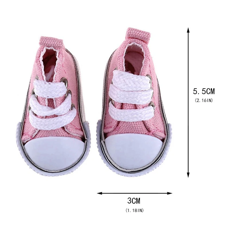 

1 Pair PU Leather Princess Shoes For Doll 5cm Fashion Mini Toy Lace Canvas Shoes 1/6 Doll For Russian Doll Accessories