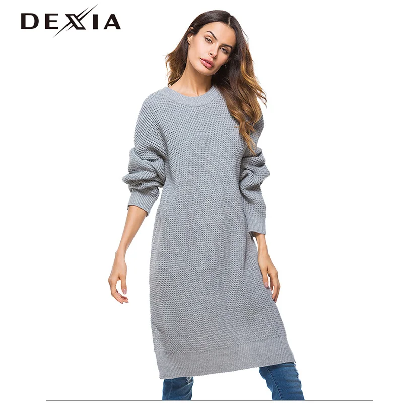 DEXIA Winter Long Sweater Women Fashion Sleeve Pullover Female Solid Color Autumn Green Casual Jumper ZJ021 | Женская одежда