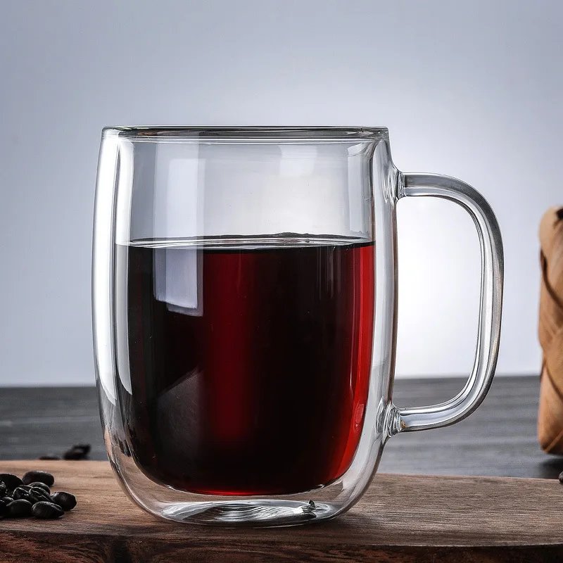 Double Coffee Cup With Handle mug Insulated double Glass creative gift milk Drinking utensils | Дом и сад