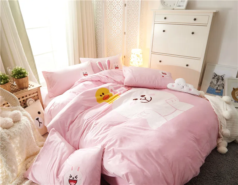 Роскошный комплект постельного белья из флисовой ткани с мультяшным кроликом