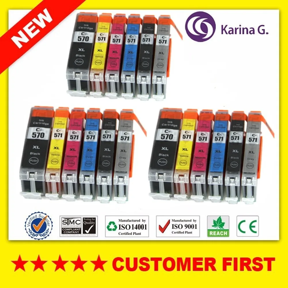 

18X Compatible Ink Cartridge PGI570 CLI571 Inks For Canon PIXMA MG7750 MG7751 MG7752 MG7753 Printer Ink with Grey Color