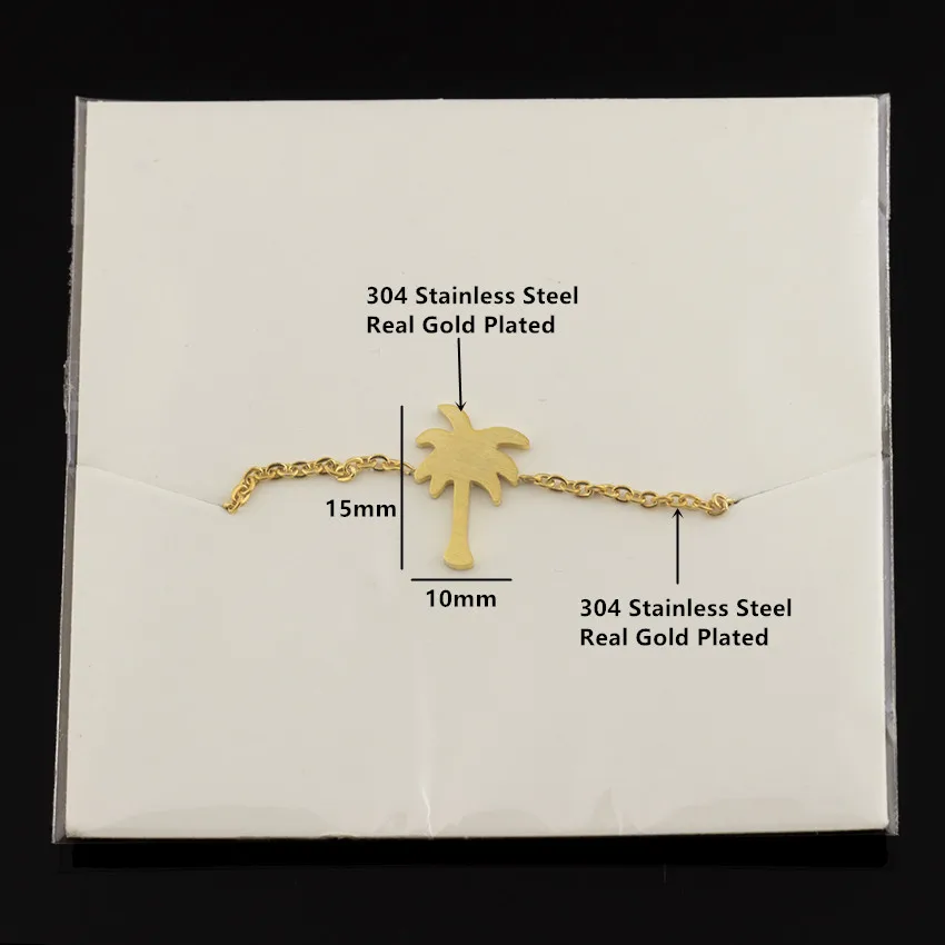 Оптовая продажа 10 шт. Нержавеющая сталь золото Цвет Palm Tree браслет для Для женщин