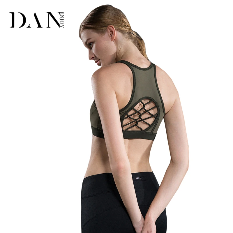 Danenjoy пикантные Для женщин Спортивные майки Фитнес Йога Push Up Мягкий Топ Cross Back