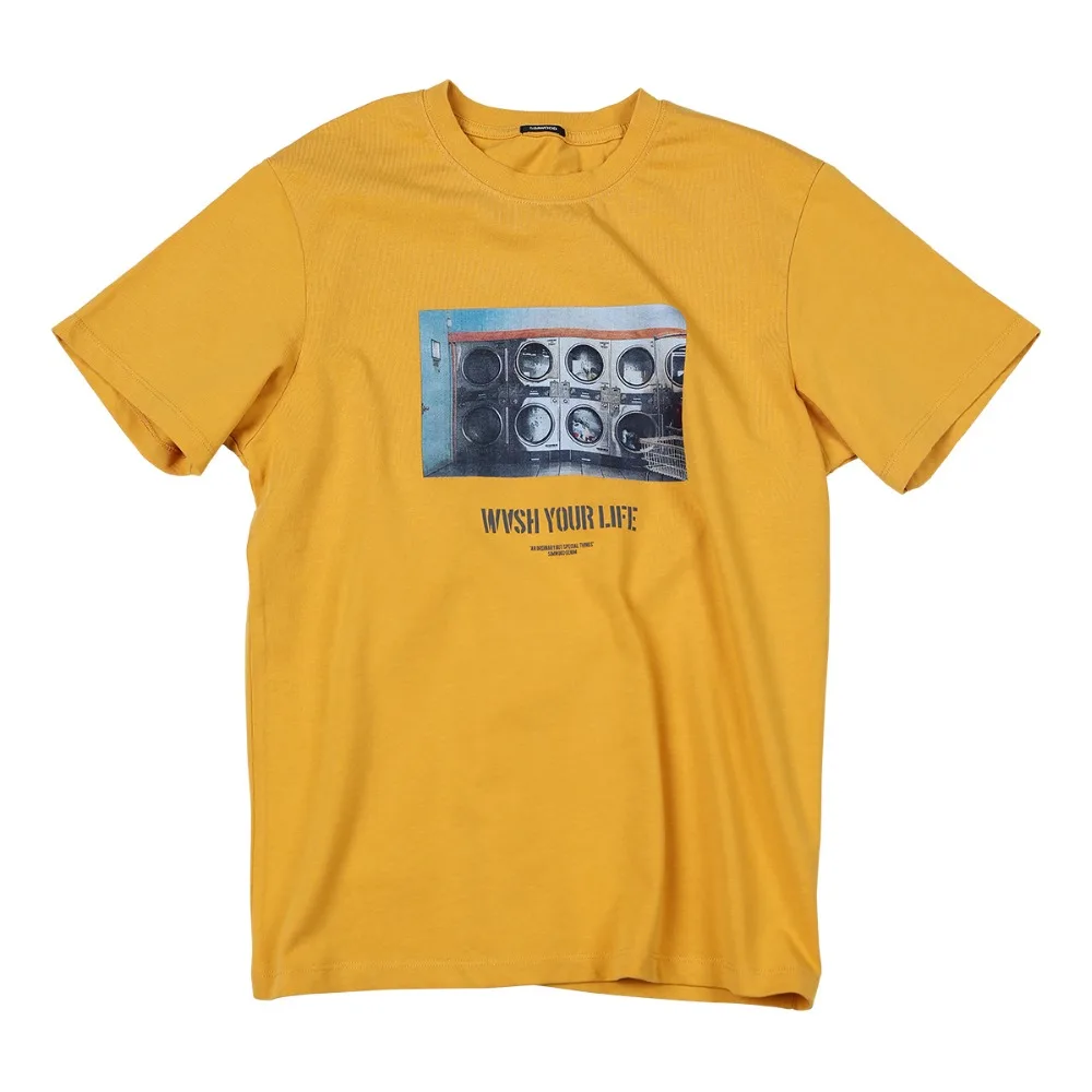 Мужская футболка SIMWOOD летняя из 100% хлопка с винтажным принтом и круглым вырезом большие размеры 180625|Мужские