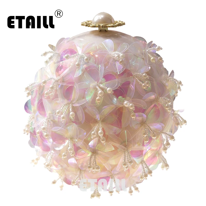 ETAILL прозрачный розовый цветок жемчуг бисером Tellurion вечерняя сумка Свадебная