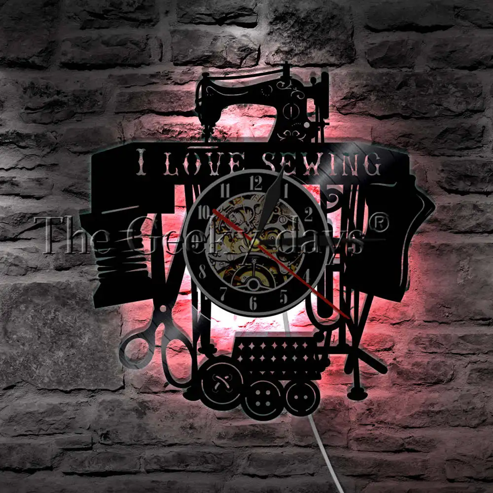 Я люблю шитье настенное искусство швейная машина настенные часы домашний декор