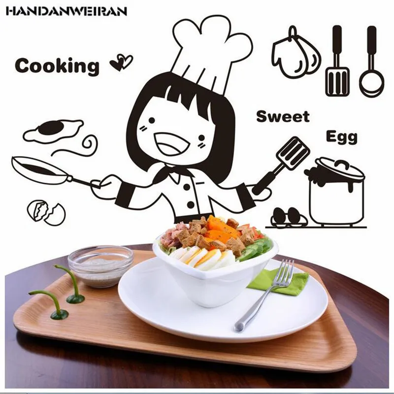 1 шт., наклейки для кухни из ПВХ, декоративные Наклейки для декора кухни, счастливые кухонные Съемные Виниловые наклейки на стену 20*30 см