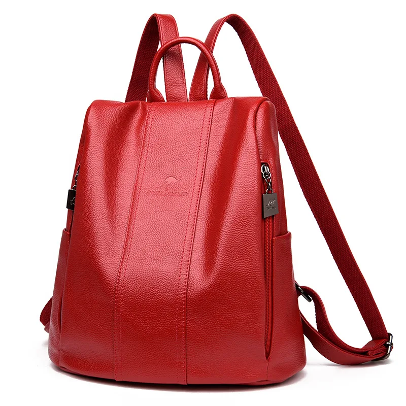 Новинка, женский рюкзак из мягкой кожи, винтажный рюкзак с защитой от кражи, женский рюкзак, повседневный рюкзак, кошелек, сумка через плечо для женщин