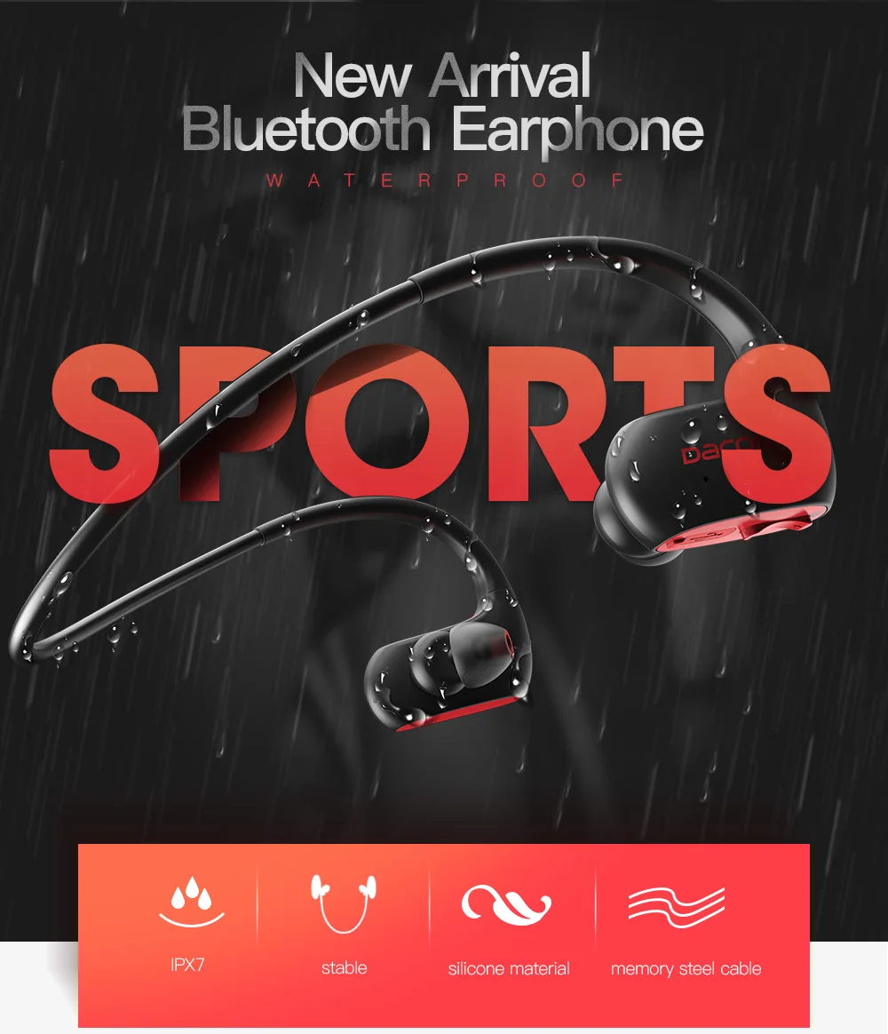 Dacom L05 IPX7 водонепроницаемые беспроводные Bluetooth наушники Спортивная гарнитура HD стерео звук Улучшенный бас наушники камуфляж