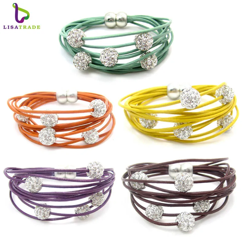 10 шт./лот оптовая продажа из овечьей кожи кристалл стимпанк 5 бусин/мяч магнит