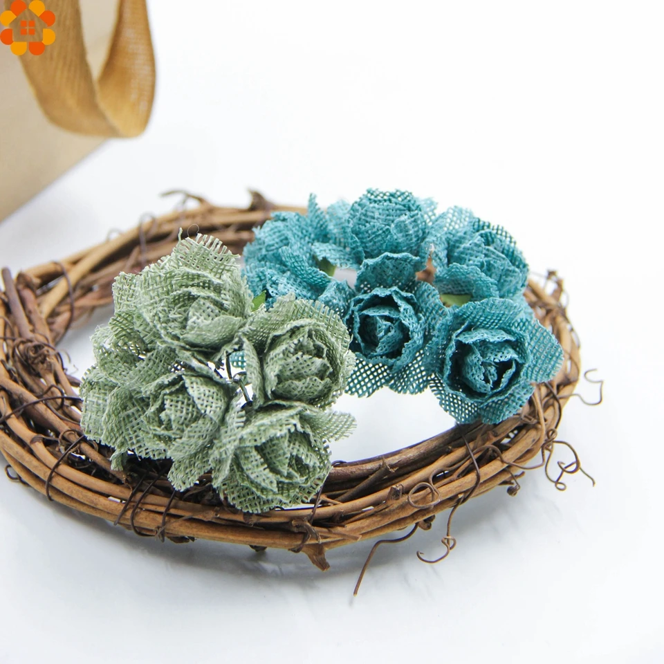 Искусственные джутовые розы 6 шт. букет из искусственных цветов для дома свадьбы