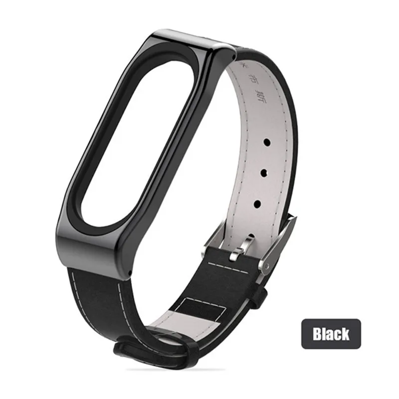 Mijobs Mi band 3 Bracelet Wrist Strap Genuine Leather For Xiaomi Band Screwless Smart Replace Miband | Электроника