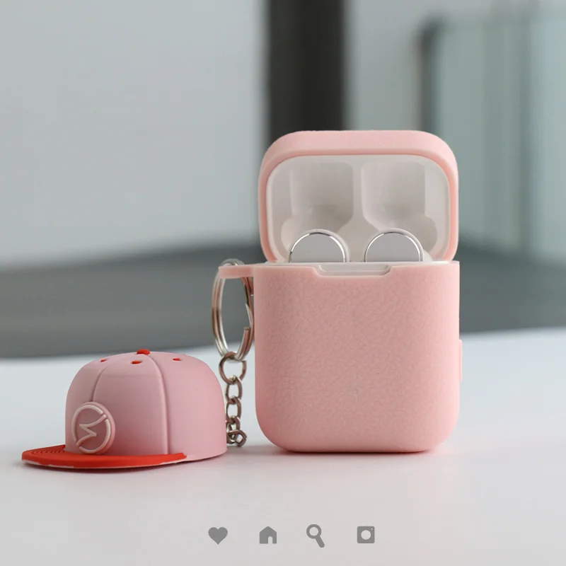 case with hat Силиконовый чехол для Xiaomi Airdots Pro чехол силиконовый чехол с карабином сумка с крючком для Air TWS беспроводная гарнитура зарядная коробка - Цвет: case with hat