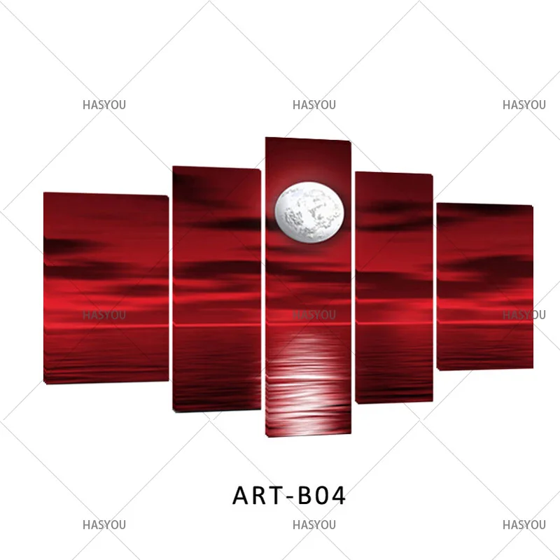 Солнечные морские пейзажи 5 панелей наборы картин ручная роспись абстрактная