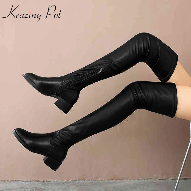 Krazing Pot/2020 из коровьей кожи козленка Зимняя уличная рок н высоком каблуке