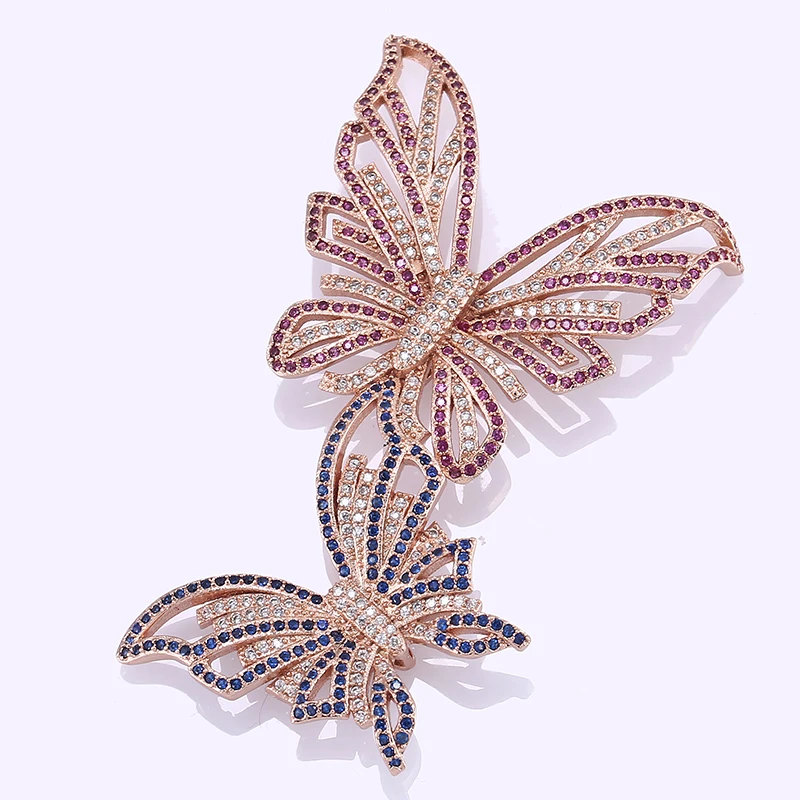 Лидер продаж Модная бижутерия циркониевые подвески в виде двойной бабочки для