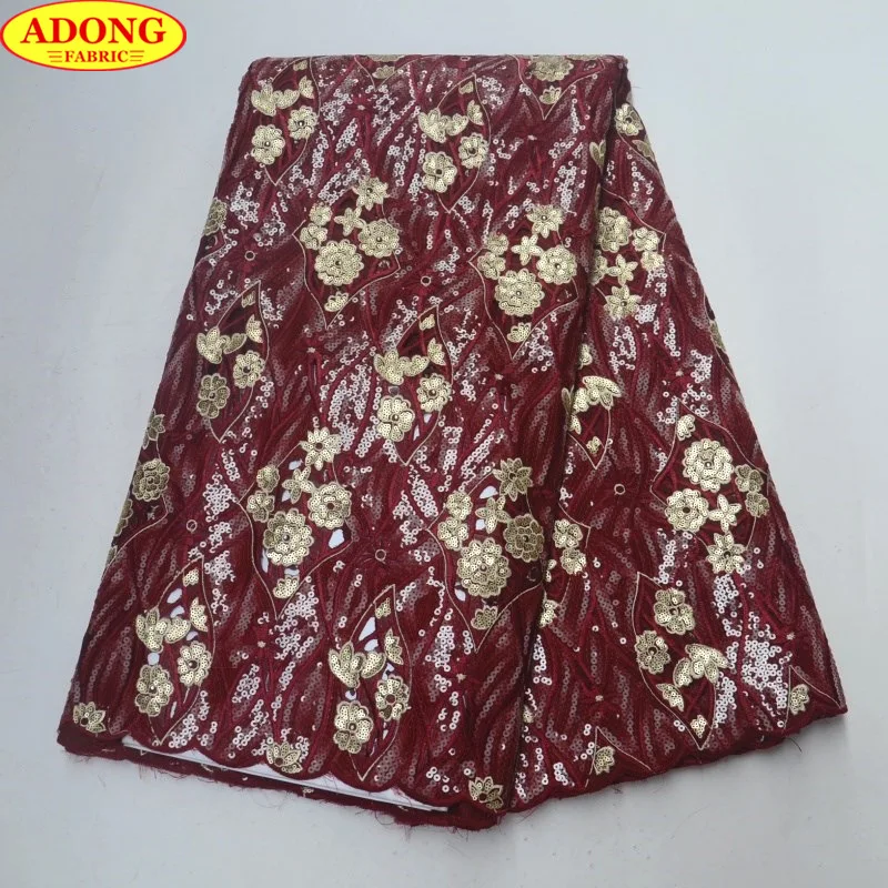 ADONG New Arrival French Lace Fabrics 2018 African Tulle Fabric Appliqued lots Sequins Cord with Stone | Дом и сад