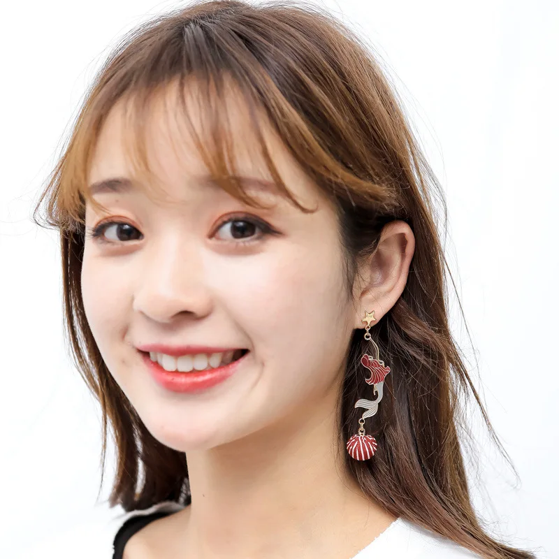 Mermaid tail pearl star earrings female long paragraph simple temperament | Украшения и аксессуары