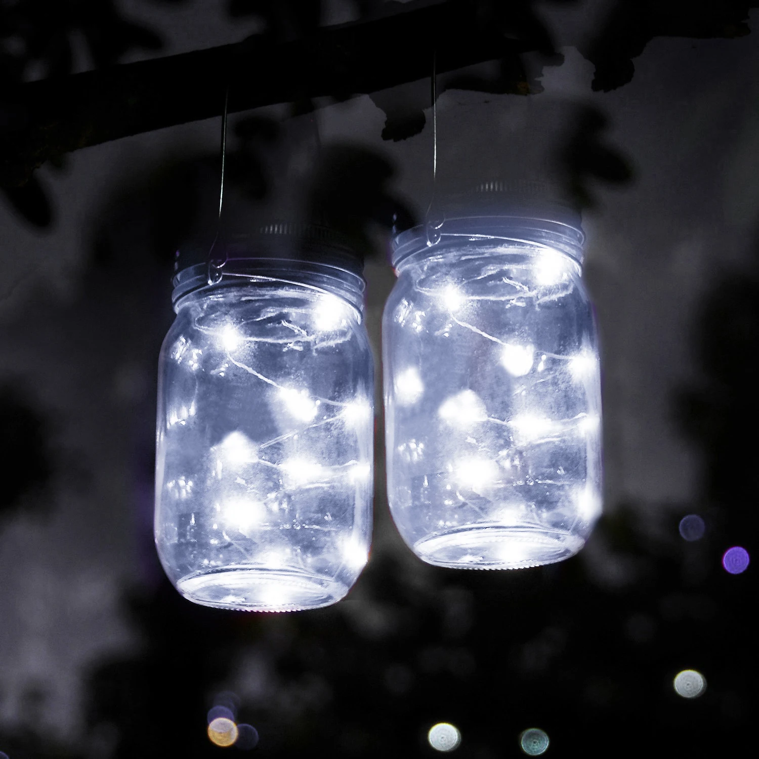 20LED фея света Солнечный свет банку для Mason крышкой Вставить Цвет Изменение Сад