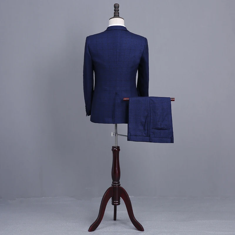 Мужские свадебные костюмы из 3 предметов темно синие твидовые смокинги бордового