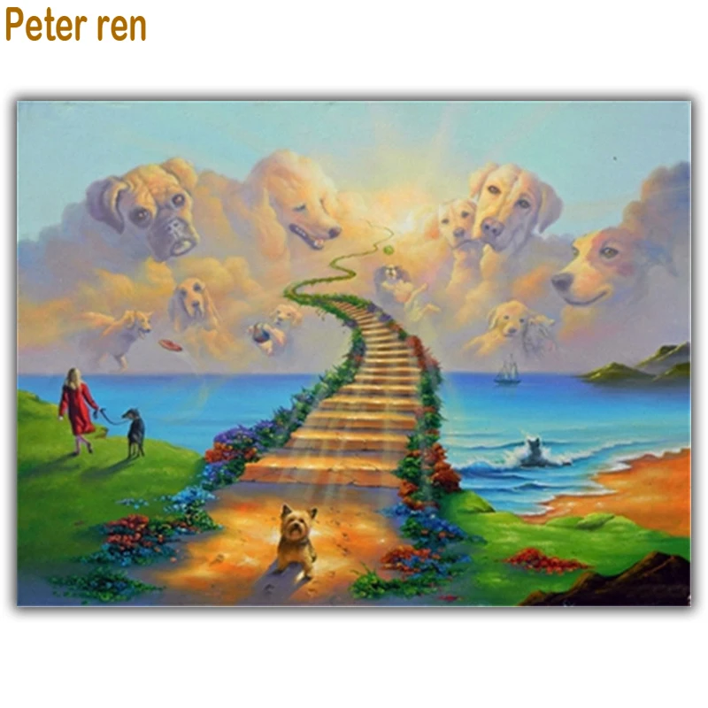 

Peter ren Diy Crafts Diamond painting Cross stitch kit Full Embroidery dog Fantasia 5d square mosaic Icon paintings Sea corridor